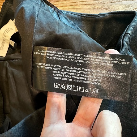 Finders Keepers Women’s Metallic Black Faux Leather Slit Front Sexy Pencil Skirt - Picture 6 of 11